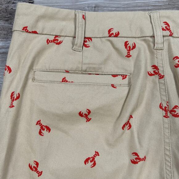 J.Crew Lobster Print Chino Pants High Rise Khaki Red Embroidered 10P - Picture 5 of 8